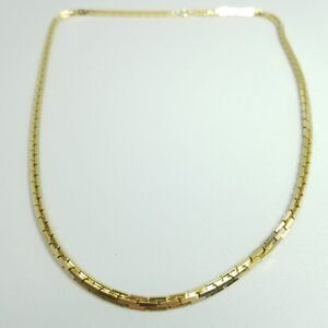 Vintage Gold Tone Square Link Chain Necklace, 22 Inches Long, Unisex, Estate